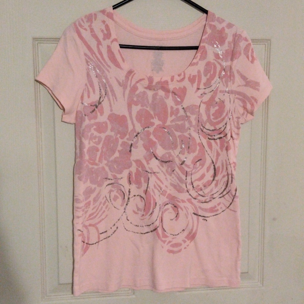 SOLD St John's Bay Large pink swirly casual  shirt